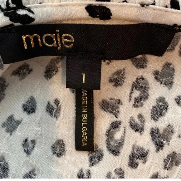 Maje Rosana wrap dress black white leopard print long sleeve excellent Size S - Picture 8 of 12